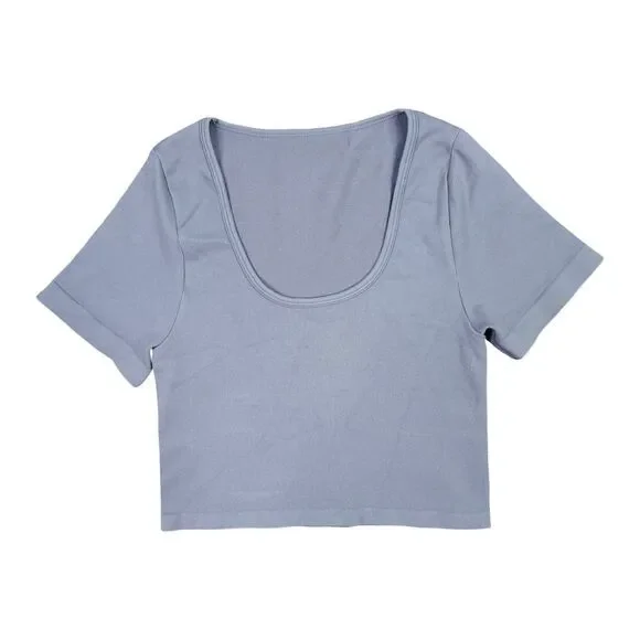 OQQ ScoopNeck Cropped Tee Bundle - Size Small - Pale Yellow, Black, Gray - Picture 6 of 10